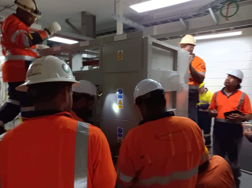 Electrical construction crew 11kV switchboard build